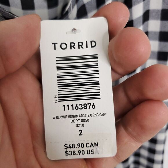 Torrid Top Womens 2X Gingham Plaid Light Weight New Georgette O Ring Cami Tank - Picture 6 of 9